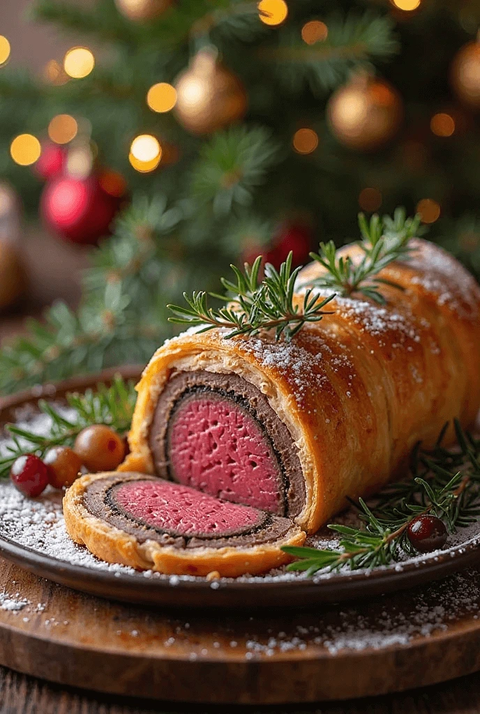 Rolling beef tenderloin in puff pastry for a delicious holiday dish