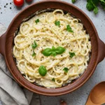 Creamy one pot pasta with garlic, Parmesan, and fresh herbs